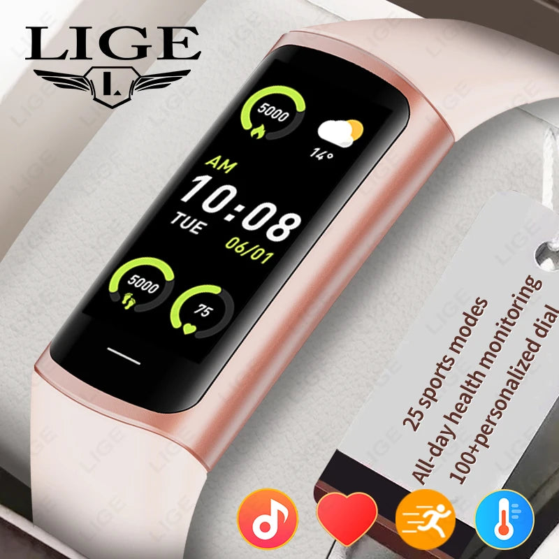 LIGE Fashion Sports Fitness Smart Band Health Monitor Smart Watch For Men Women IP67 Waterproof Bracelet Smartwatch Thermometer