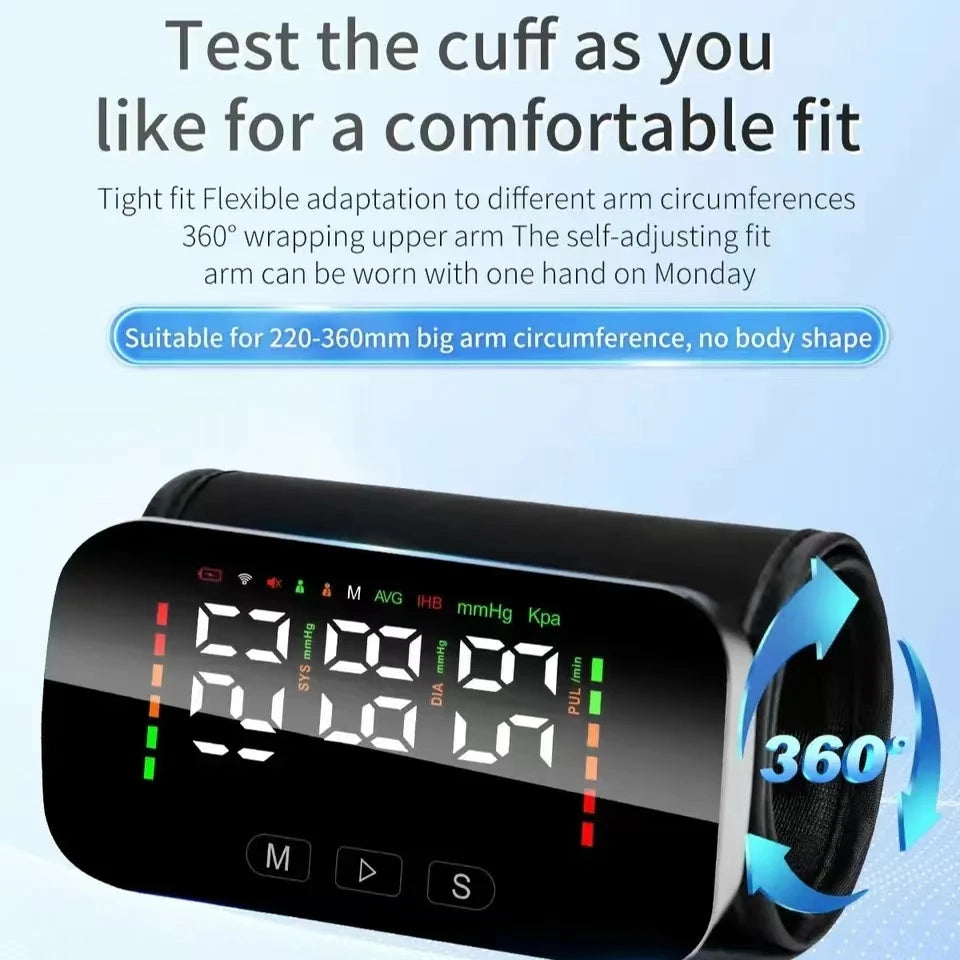 Bluetooth smart sphygmomanometer Integrated High definition LCD display health device with English voice Blood pressure monitor