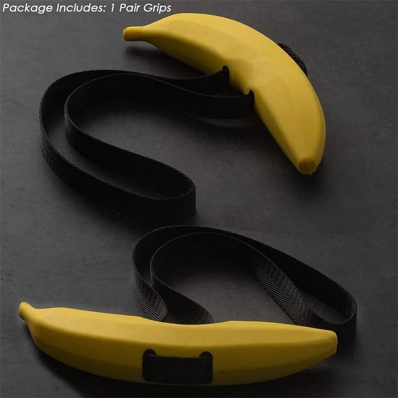 Ox Horn Gym Resistance Handles Banana Anti-slip Grip Strong Nylon Webbing Fitness Grip Puller Strength Training Accessories