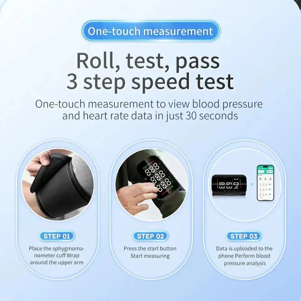 Bluetooth smart sphygmomanometer Integrated High definition LCD display health device with English voice Blood pressure monitor