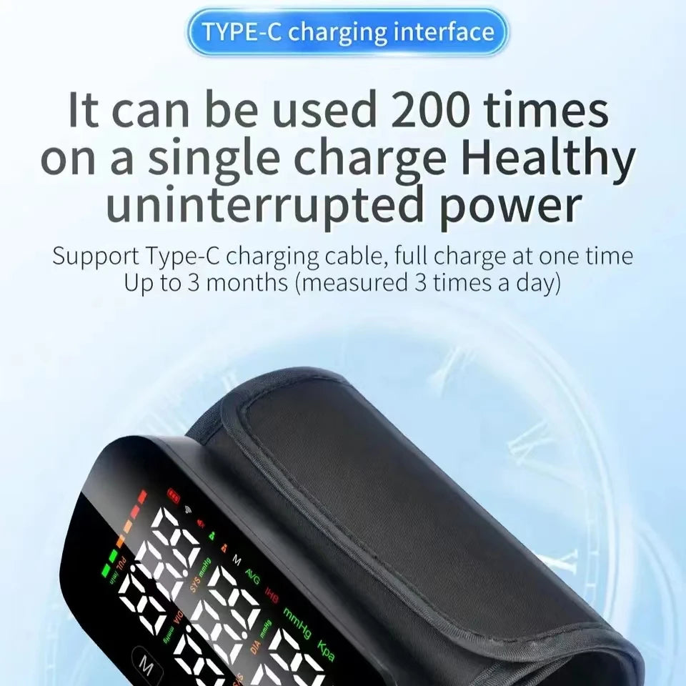 Bluetooth smart sphygmomanometer Integrated High definition LCD display health device with English voice Blood pressure monitor