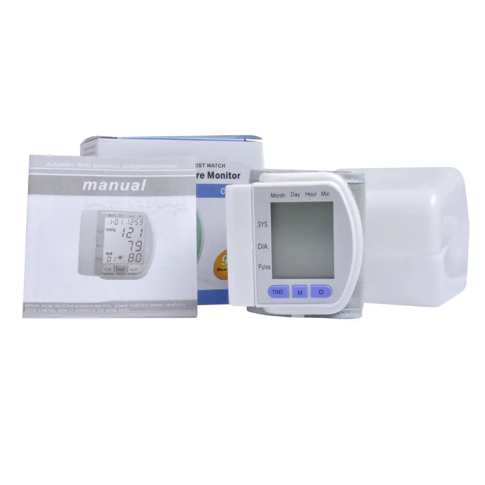Digital Wrist Blood Pressure Monitor Smart Sphygmomanometer Tonometer Cuff Tensiometer Heart Rate Pulse Meter for Health Care