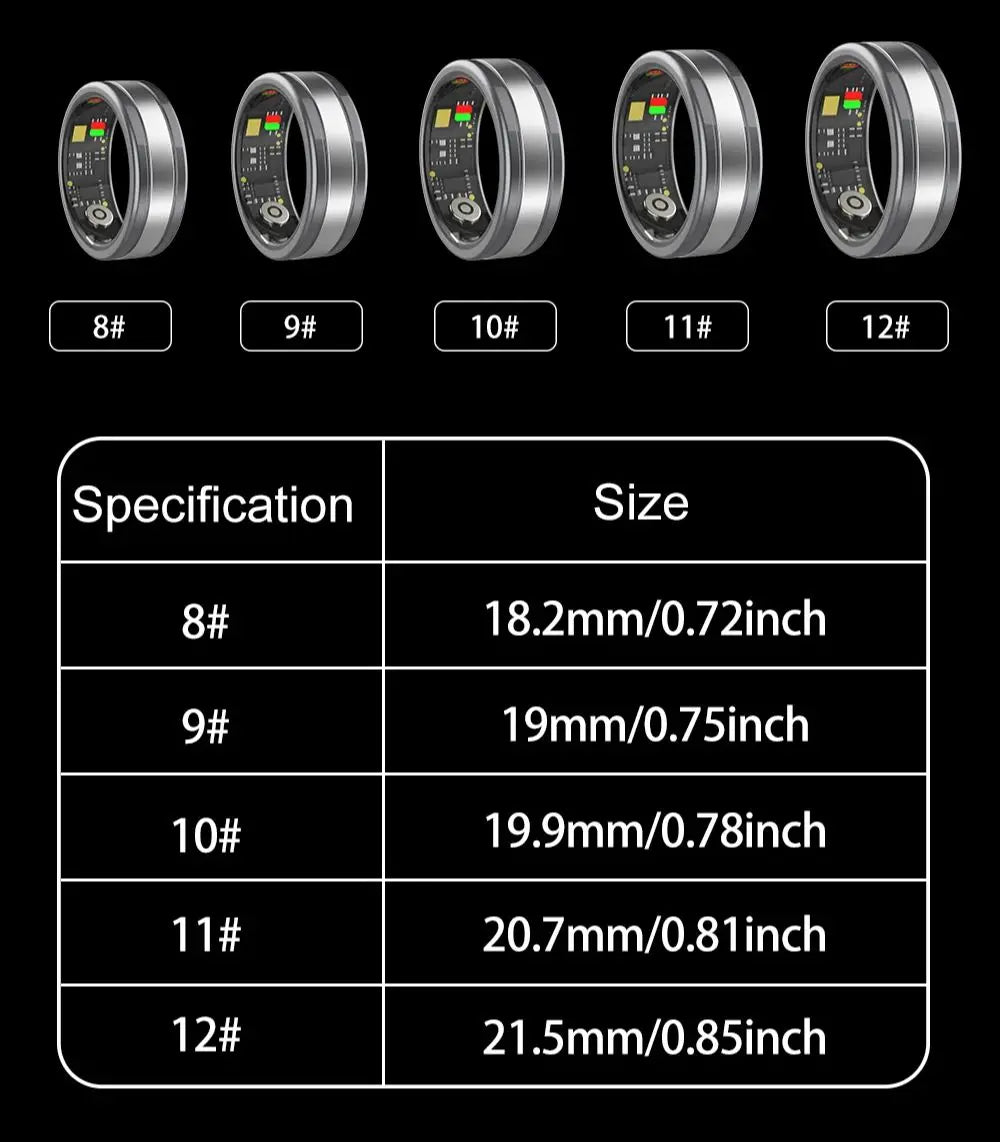 New Smart Ring 5ATM Waterproof Gestures Control Smart Ring Multi Sports Modes Fitness Health Monitor Smart Ring For Men Women