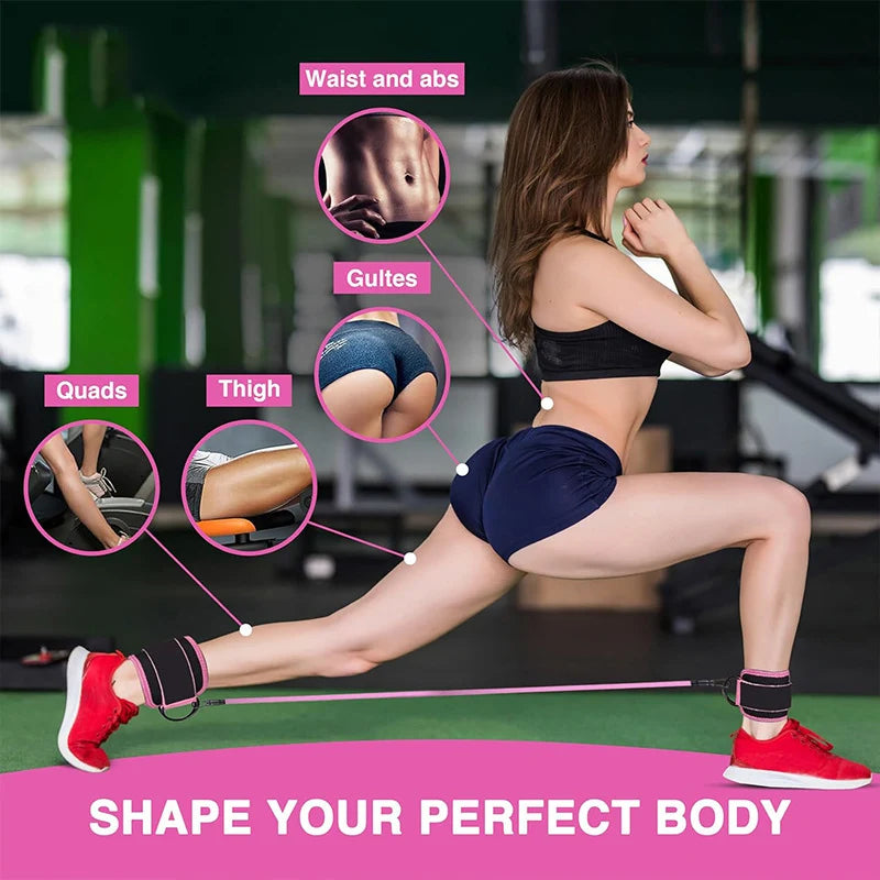 Workout Pilates Resistance Band Ankle Straps Exercise Elastic Band Butt Legs Training Sport Strength Yoga Fitness Gym Equipment