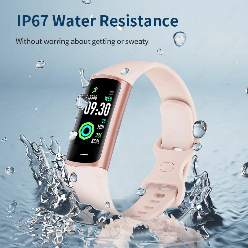 LIGE Fashion Sports Fitness Smart Band Health Monitor Smart Watch For Men Women IP67 Waterproof Bracelet Smartwatch Thermometer