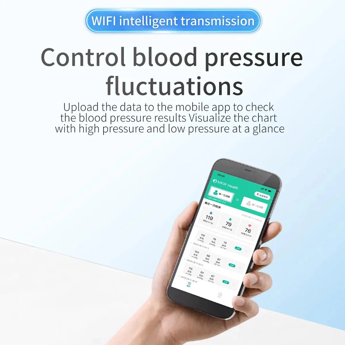 Bluetooth smart sphygmomanometer Integrated High definition LCD display health device with English voice Blood pressure monitor