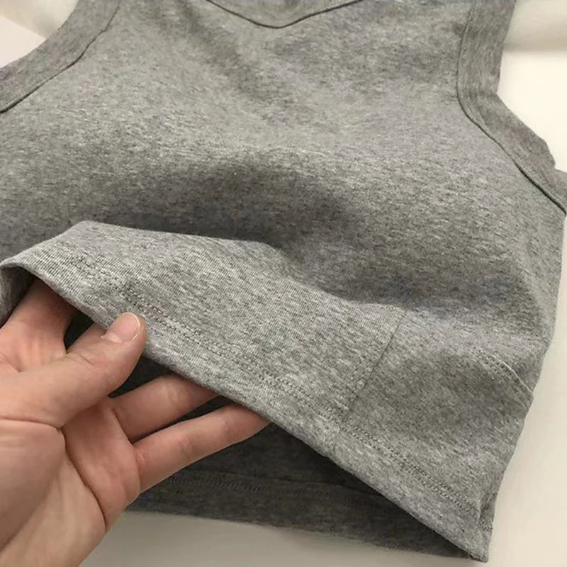 1x Plain Short Vest With Bra Pad Beautiful Back Waistcoat Women Inner Wear Tanks Sleeveless Blouse Yoga Slim Sports Running Tops