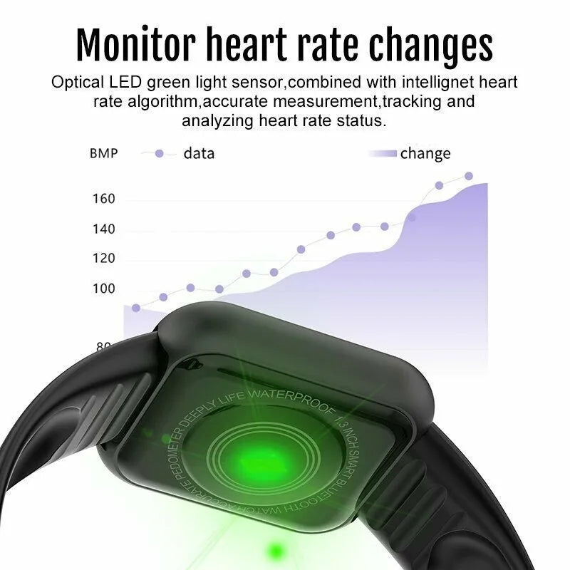 Y68 Sport Bluetooth Smart Watch Color Screen Waterproof Fitness Bracelet With Health Blood Pressure Heart Rate Sleep Monitor D20