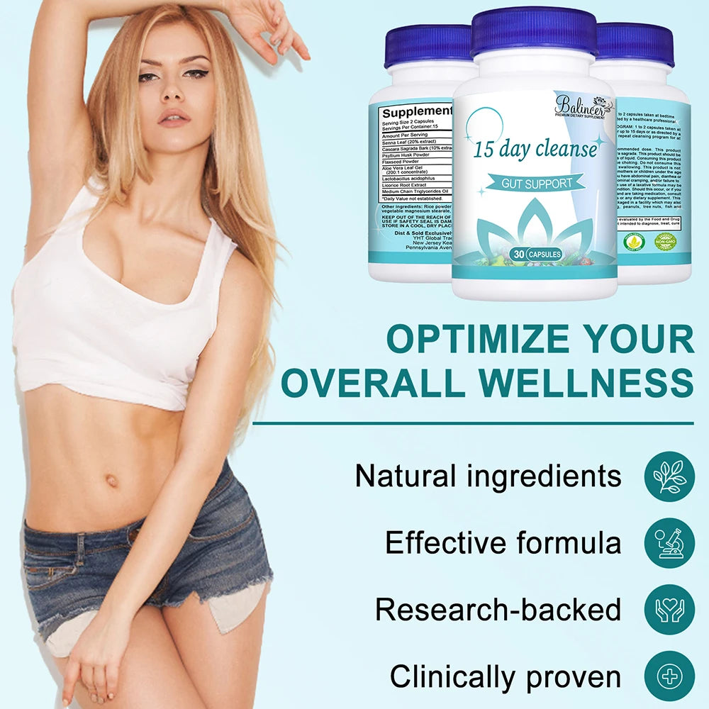 Gut Health Supplement - Helps Improve Digestive Comfort 15 Day Cleanse Detox Gut & Colon Cleanse