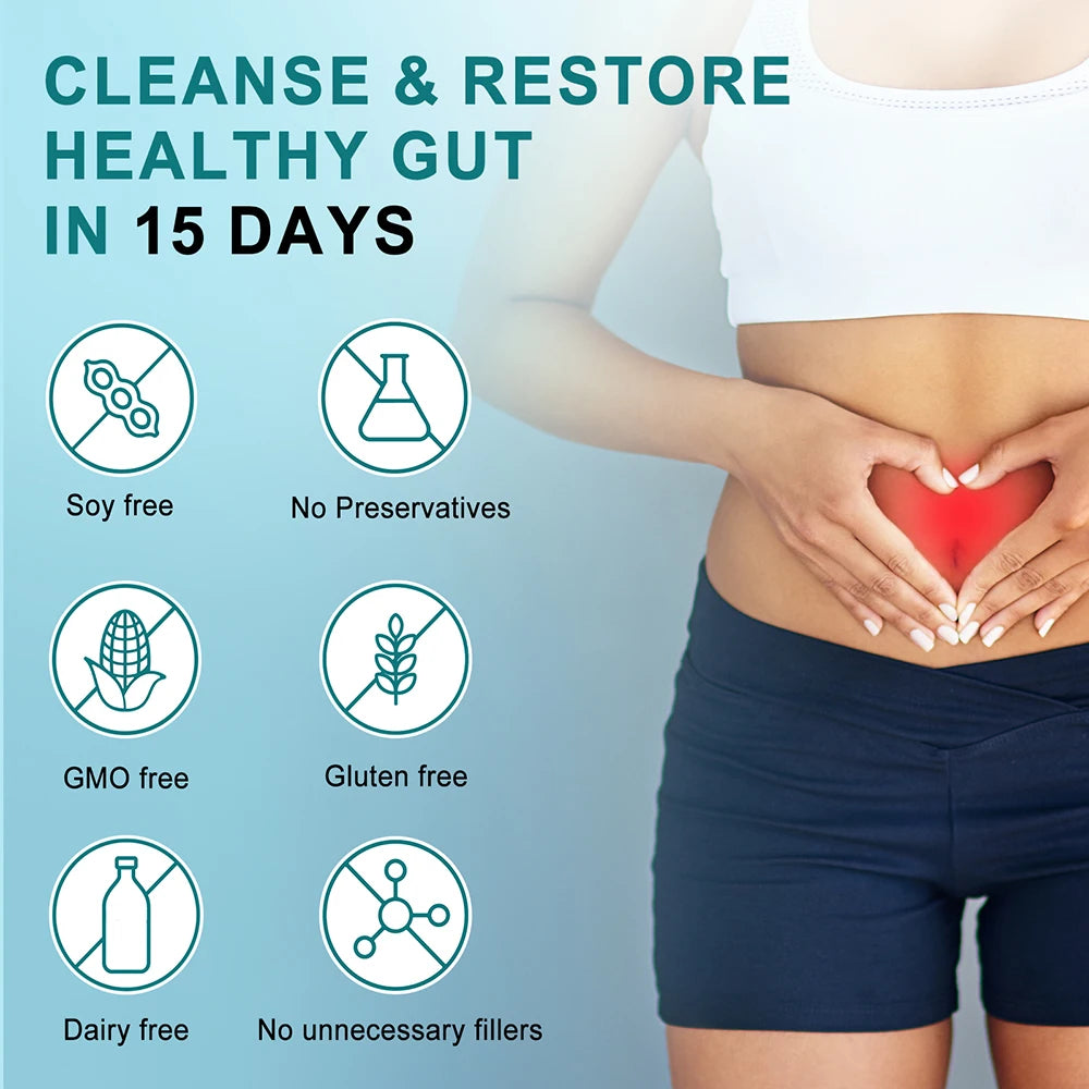 Gut Health Supplement - Helps Improve Digestive Comfort 15 Day Cleanse Detox Gut & Colon Cleanse