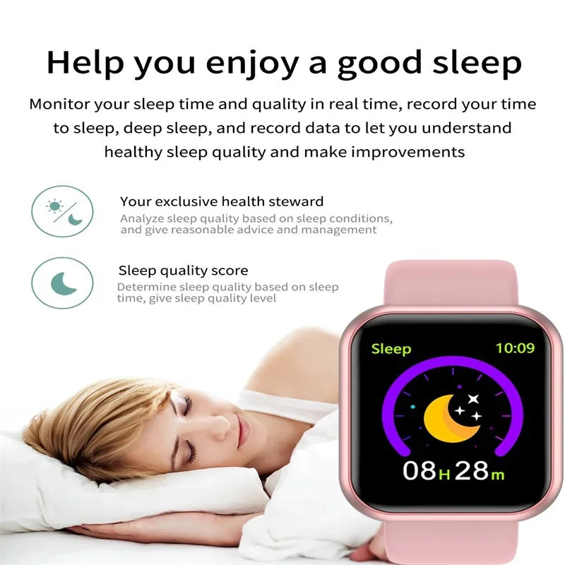 Y68 Sport Bluetooth Smart Watch Color Screen Waterproof Fitness Bracelet With Health Blood Pressure Heart Rate Sleep Monitor D20