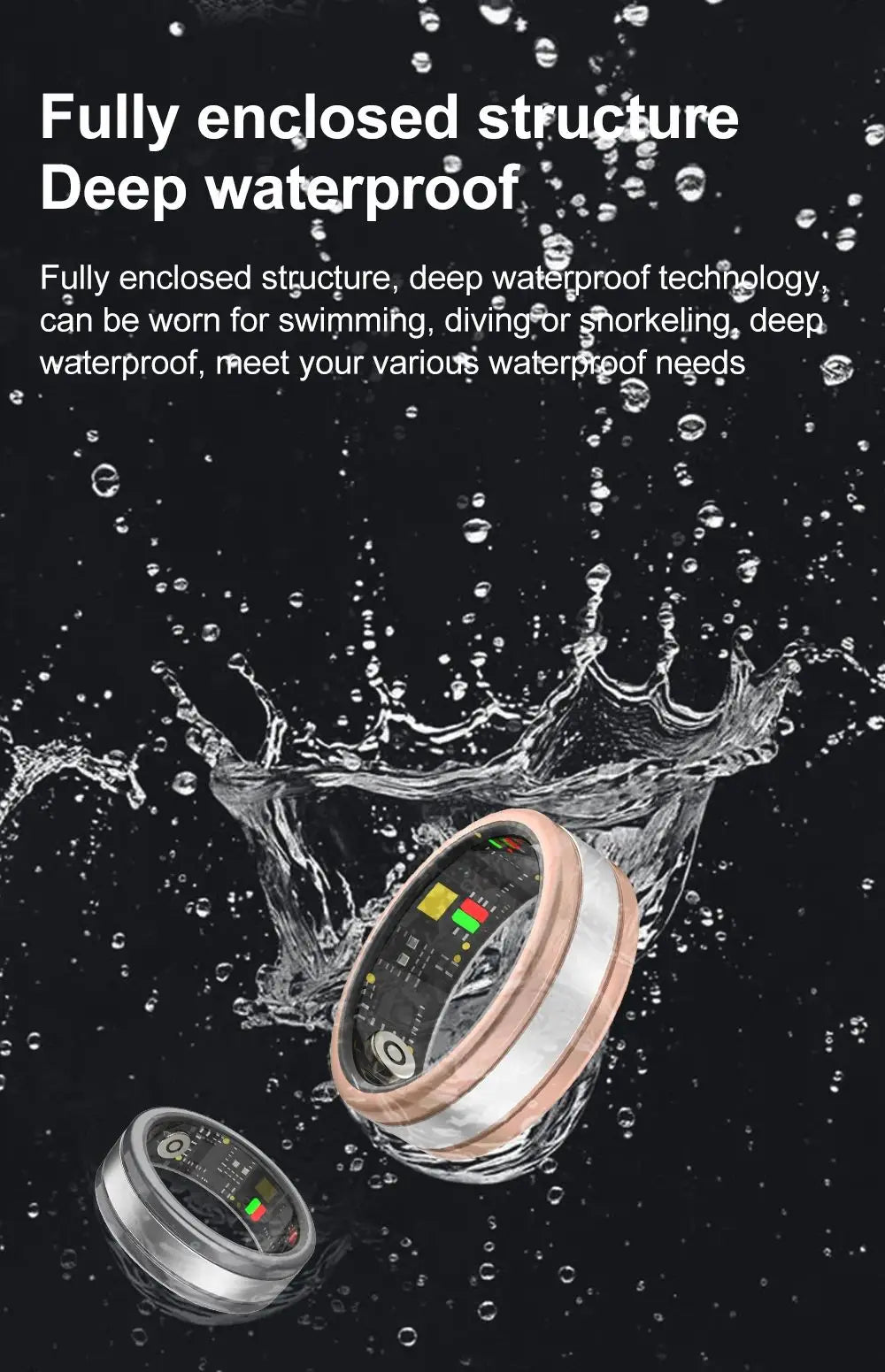 New Smart Ring 5ATM Waterproof Gestures Control Smart Ring Multi Sports Modes Fitness Health Monitor Smart Ring For Men Women