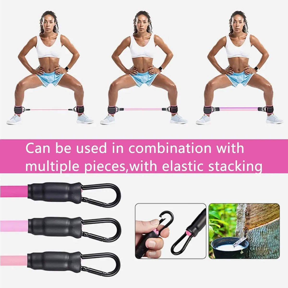 Workout Pilates Resistance Band Ankle Straps Exercise Elastic Band Butt Legs Training Sport Strength Yoga Fitness Gym Equipment