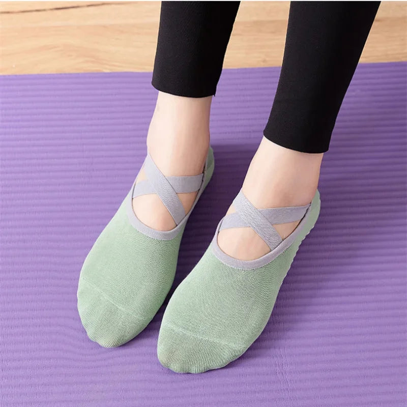 Yoga Socks Non-Slip Silicone Breathable Solid Color Women's Boat Socks Summer Fitness Bandage Dance Ballet Pilates Sports Socks