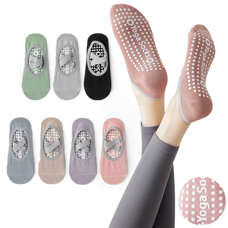 Yoga Socks Non-Slip Silicone Breathable Solid Color Women's Boat Socks Summer Fitness Bandage Dance Ballet Pilates Sports Socks