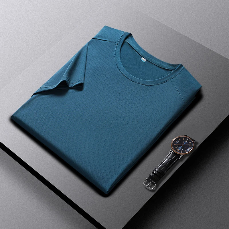 New High Quality Couple Ice Silk Short Sleeve Sports T-shirt Summer Sweat-absorbing Quick Drying Breathable Women's Top